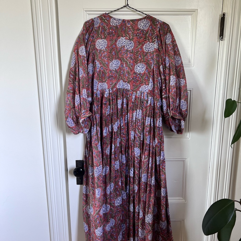 Dolma Mylah Floral Midi Dress Cotton Block Print - Picture 6 of 9